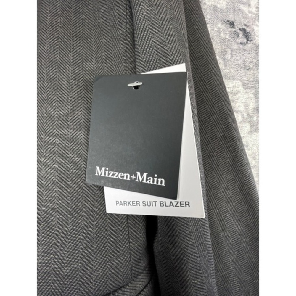 Mizzen Main Mens S Parker Suit Blazer Herringbone Gray Performance Modern NWT - Picture 9 of 10